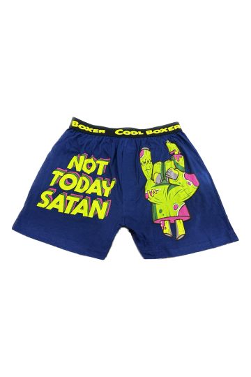 Men "NOT TODAY SATAN" Cartoon Boxer