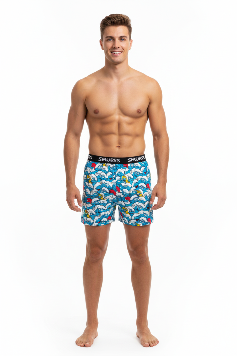 Men Blue 'SMURFS' Cartoon Boxer