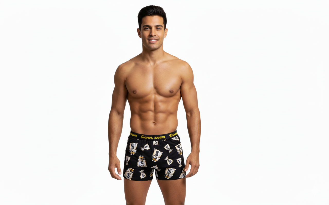 Men "BLACK DOLLAR" Cartoon Boxer