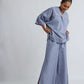 Blue Grey Co-ord Set with Anti-fit Style and Running Stitch Detail