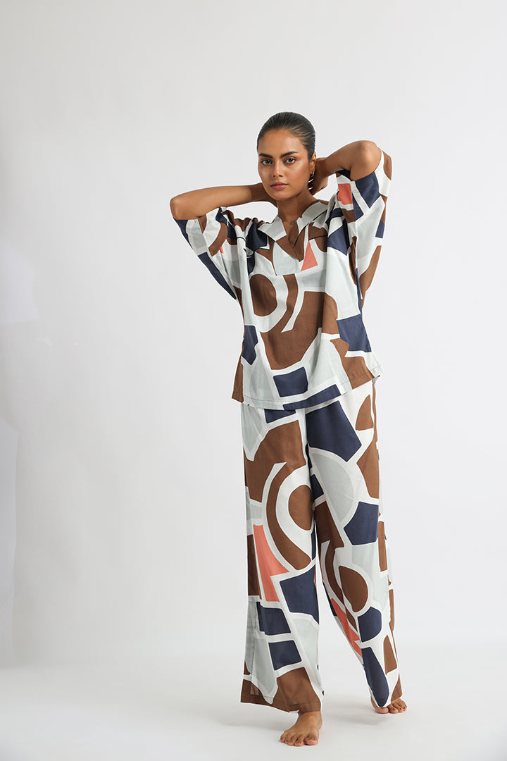 Abstract Print Anti-Fit Co-ord Set: Travel in Contemporary Comfort