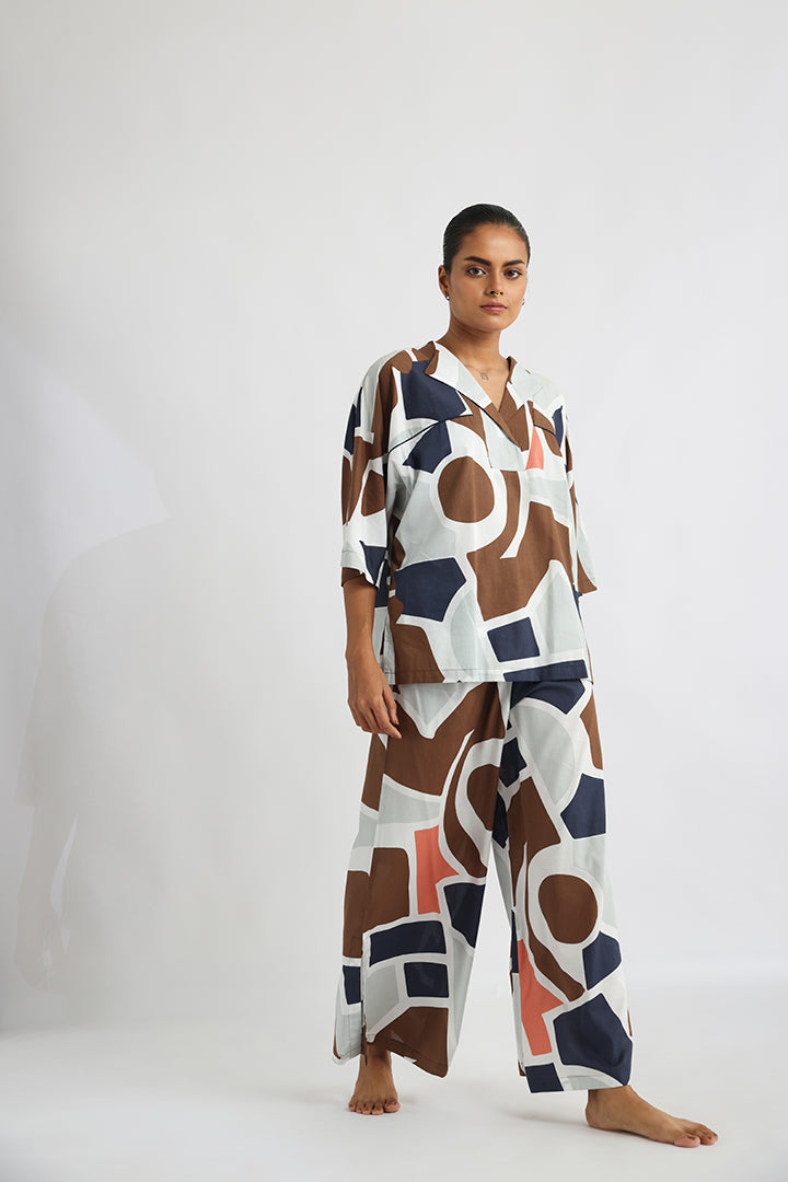 Abstract Print Anti-Fit Co-ord Set: Travel in Contemporary Comfort