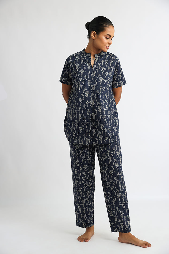 Stand Collar Floral Print Co-ord Set: Lounge or Travel in Effortless Style
