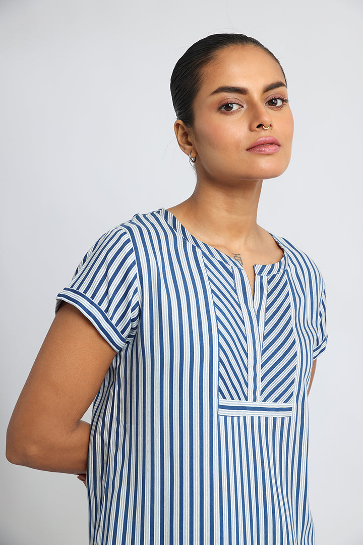 Blue and White Stripes Co-ord Set: Effortless Travel and Home Comfort