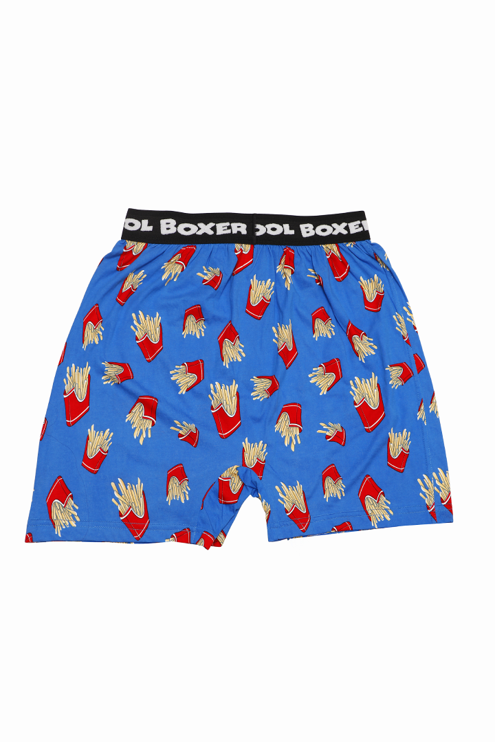 Men Blue 'FRENCH FRIES' Cartoon Boxer