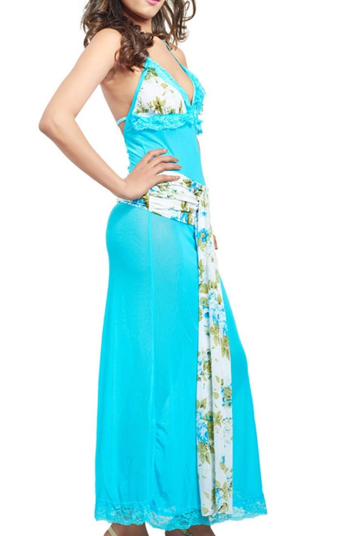 Women Turquoise Sexy Nighty