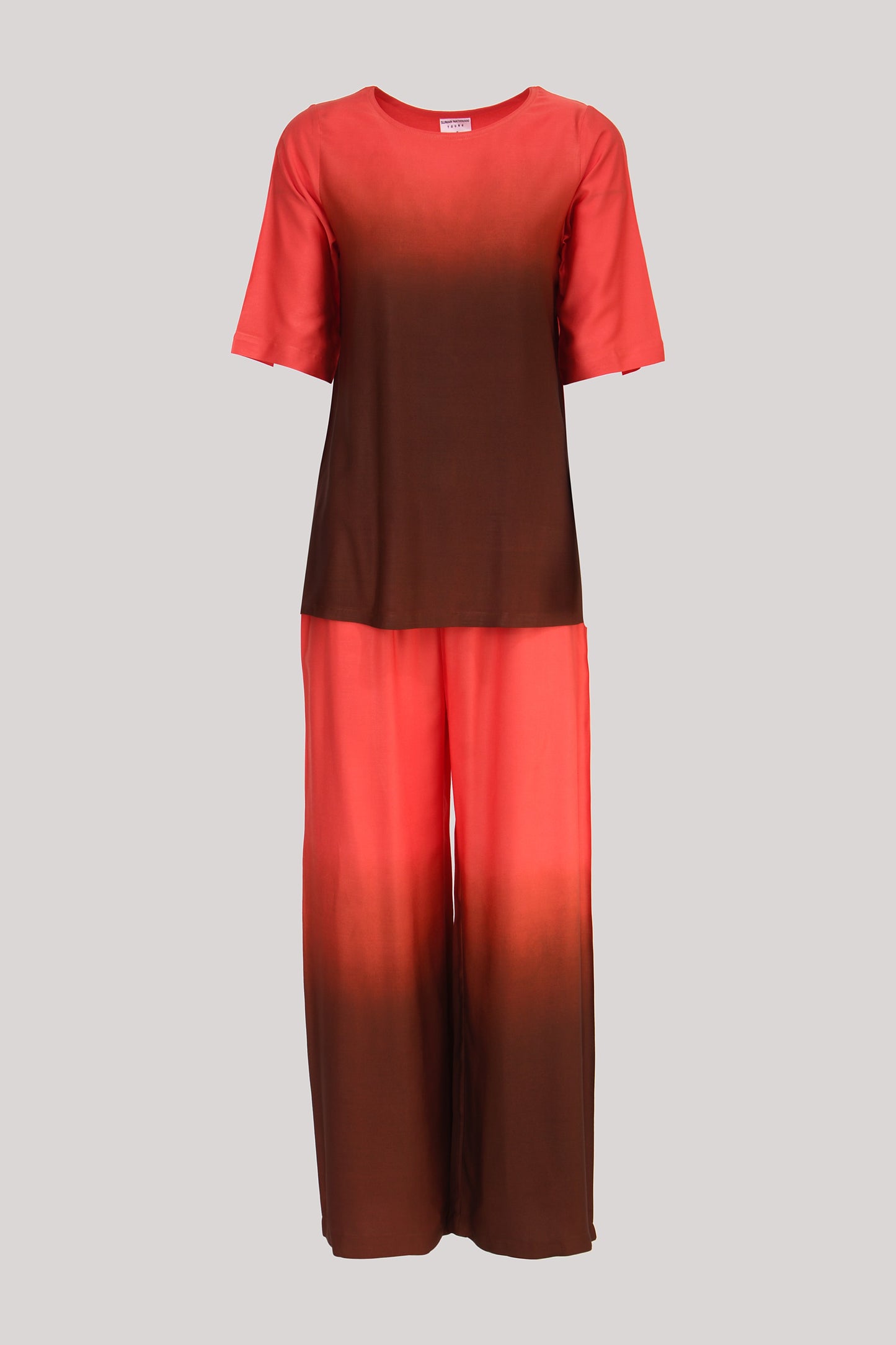 Woman Orange Cotton Rayon Night Suit