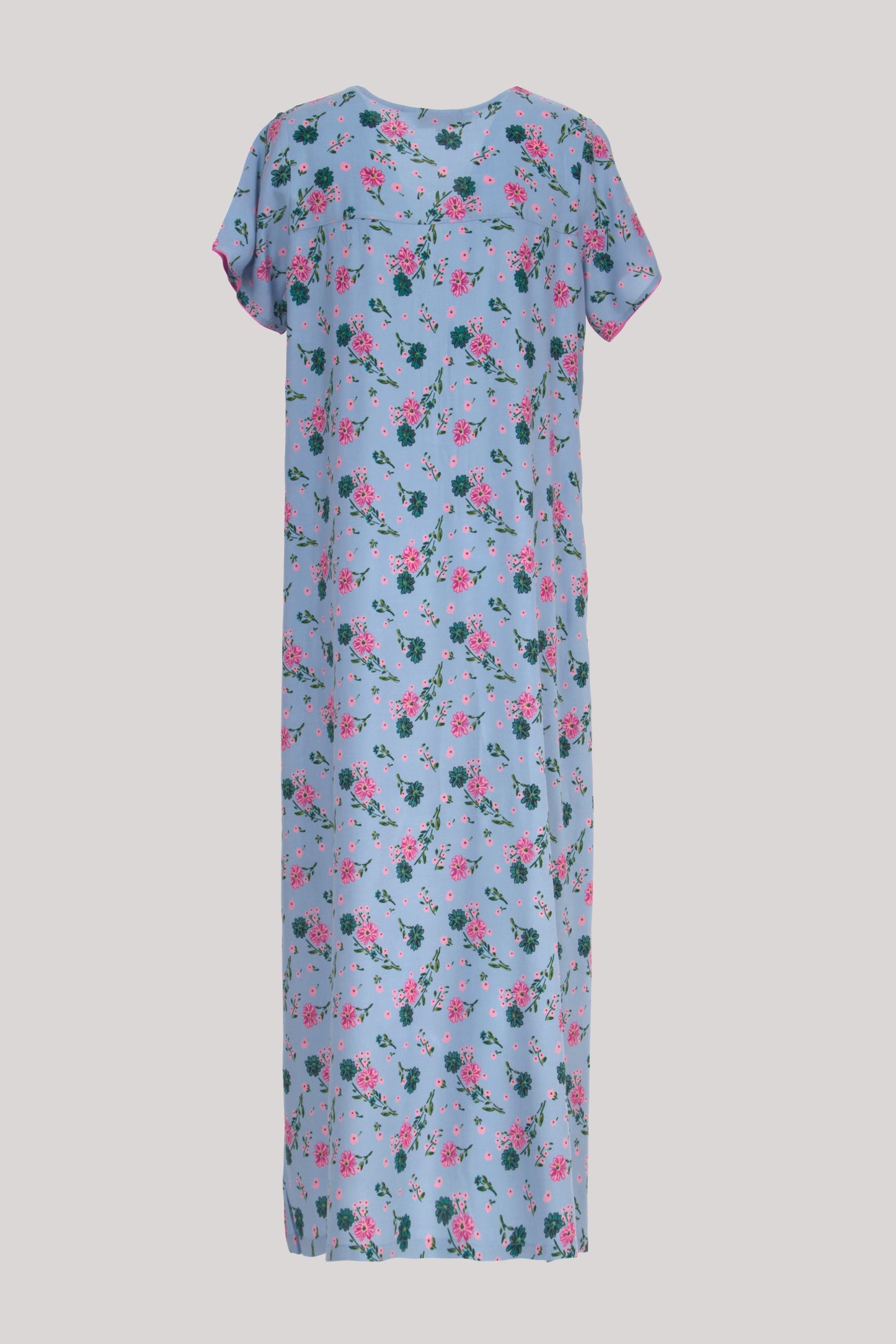 Women Blue Floral Print Cotton Rayon Nighty