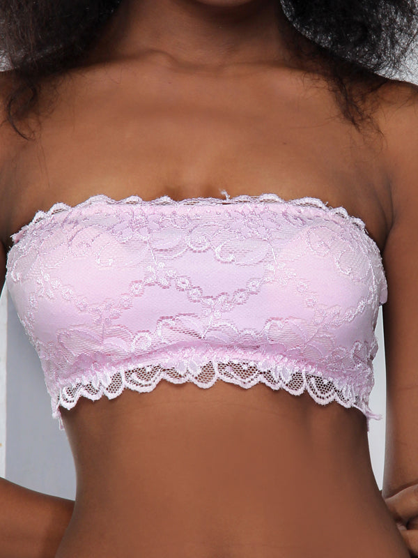 Women Lace Slip On Tube Slip Bralette In Multiple Color Options