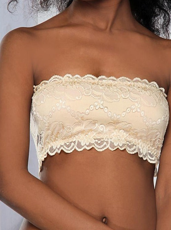 Women Lace Slip On Tube Slip Bralette In Multiple Color Options