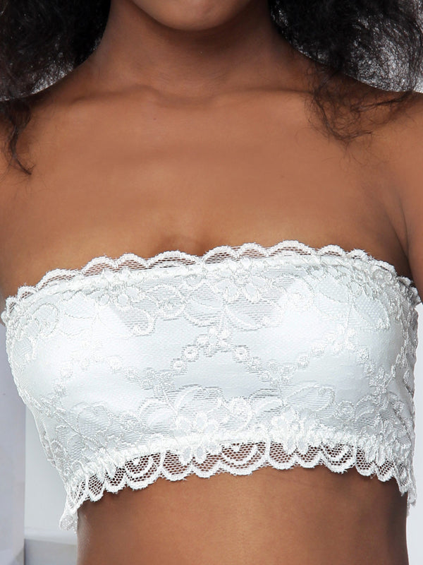 Women Lace Slip On Tube Slip Bralette In Multiple Color Options