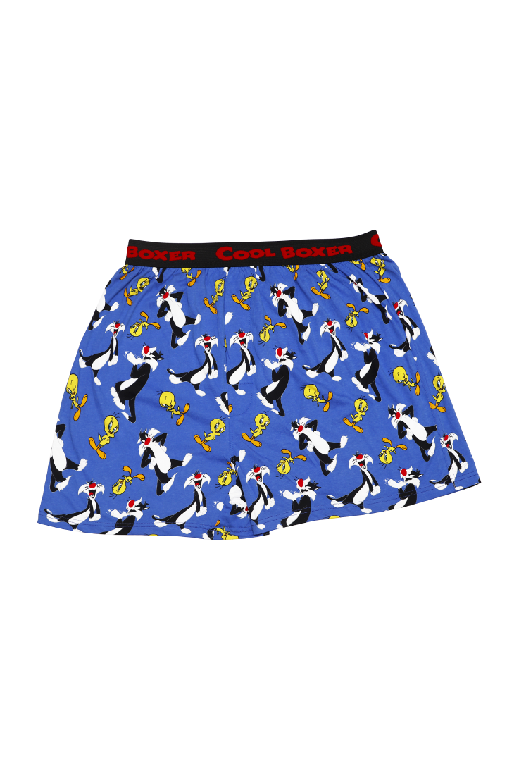 Men Blue 'CAT & CHICKEN' Cartoon Boxer