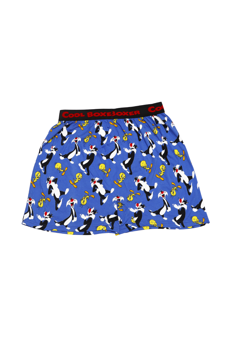 Men Blue 'CAT & CHICKEN' Cartoon Boxer