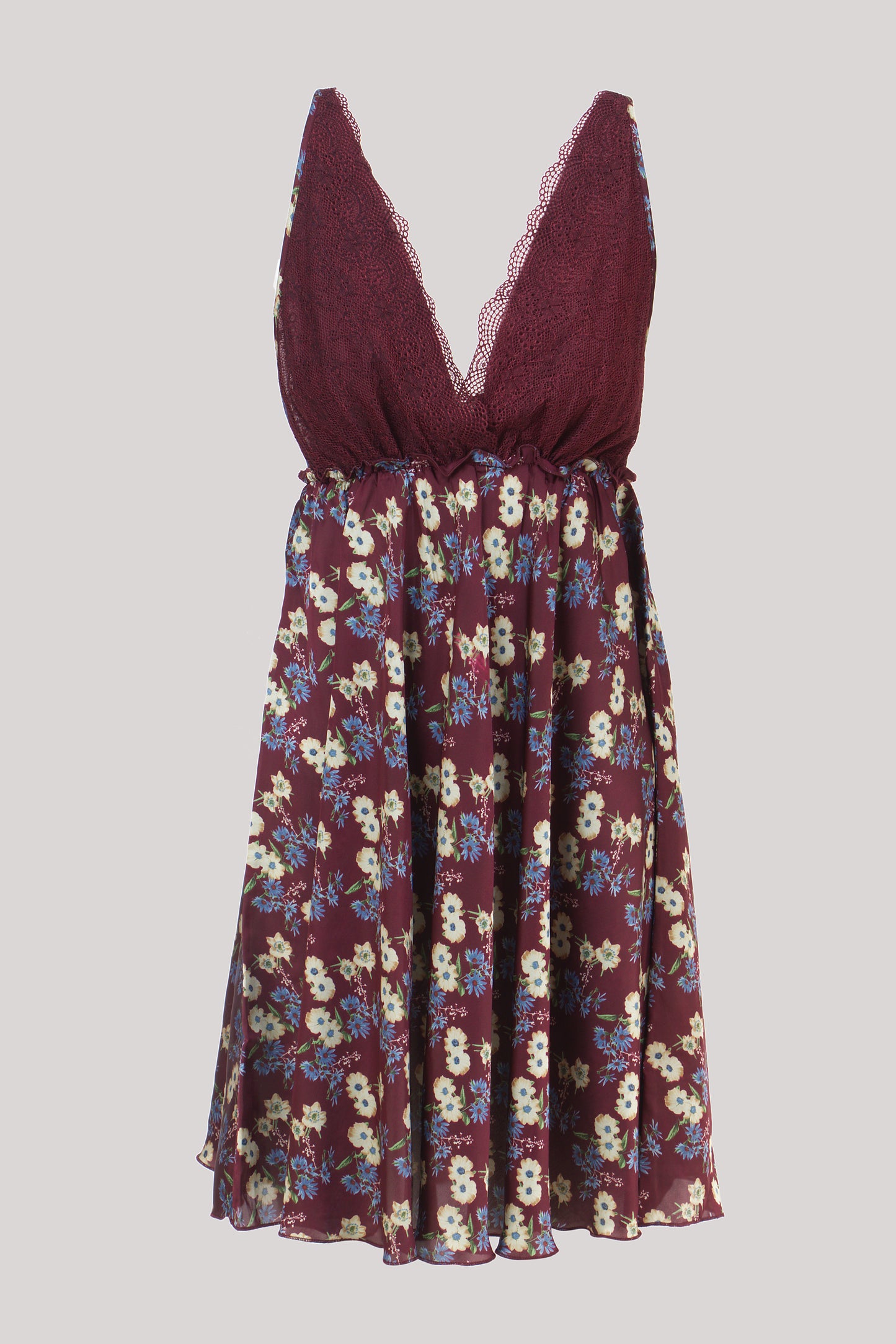 Women Maroon Printed Spaghetti Bridal Nightwear