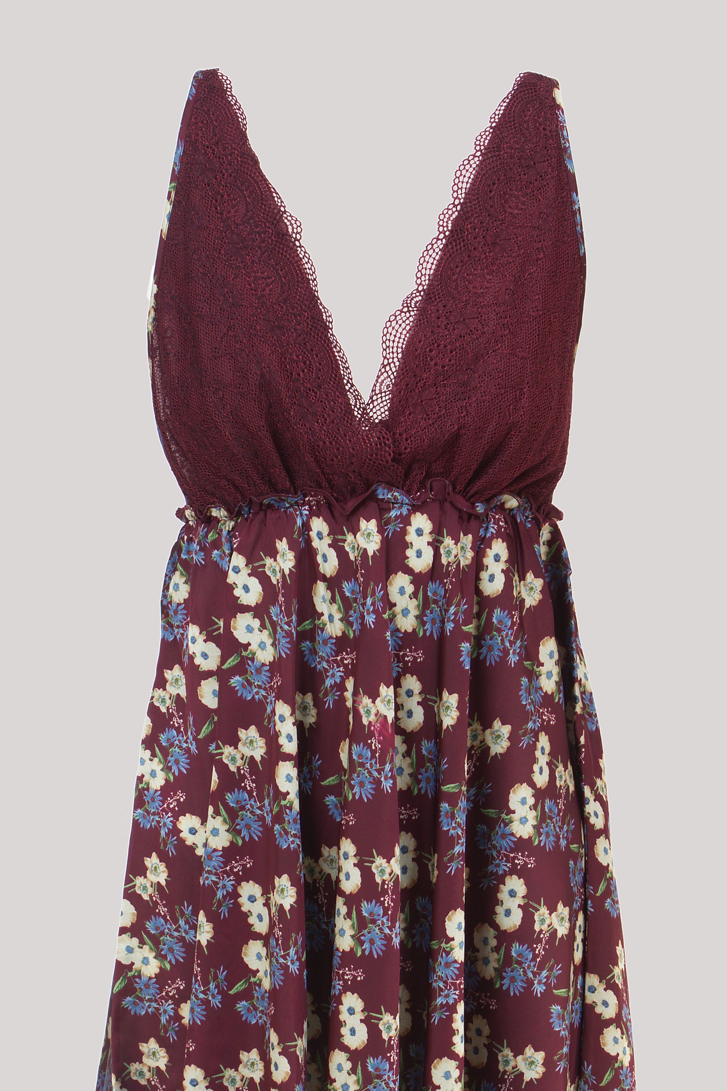 Women Maroon Printed Spaghetti Bridal Nightwear