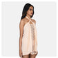 Women Peach Georgette and Lace Babydoll