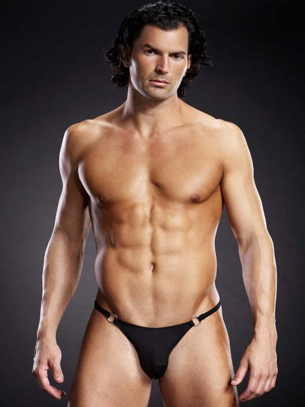 Men's Sexy Thong With Metal Rings By Blue Line