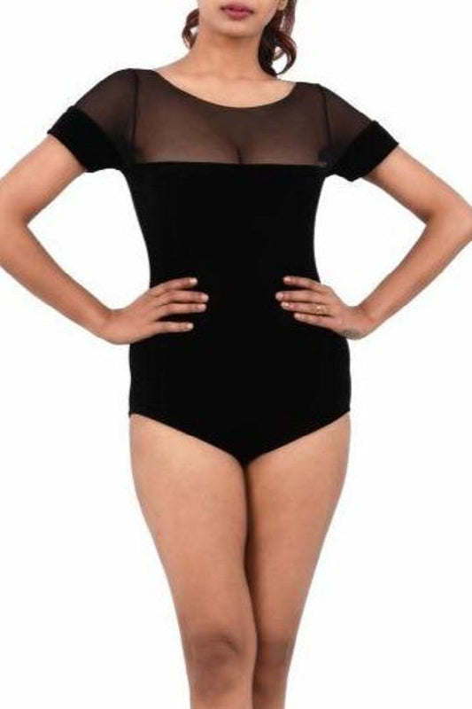 Women Premium Lingerie Velvet Bodysuit Black