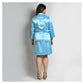 Woman Light Blue Color Short Satin Robe