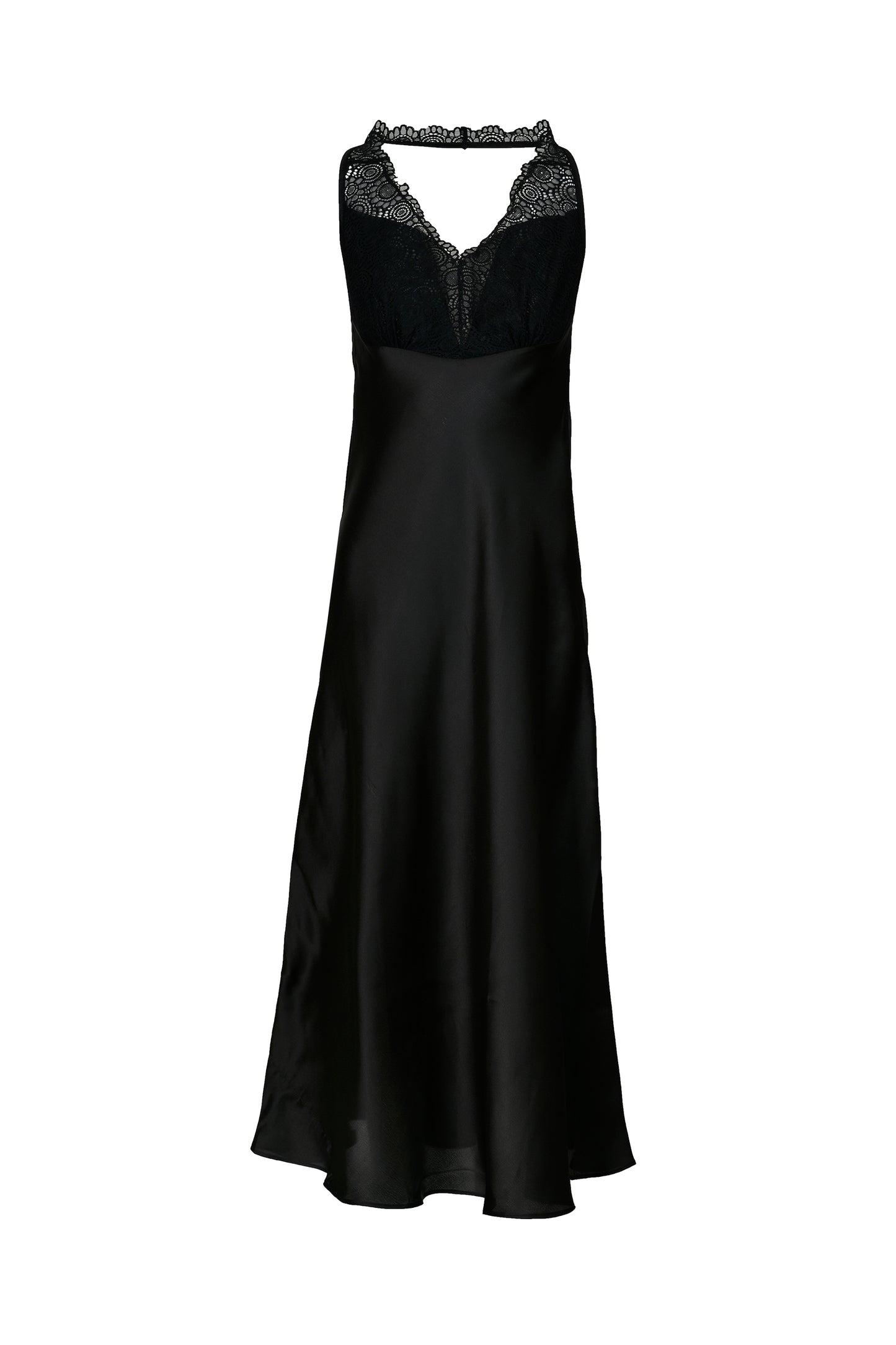 Women Black Satin Halter Neck Bridal Nightwear