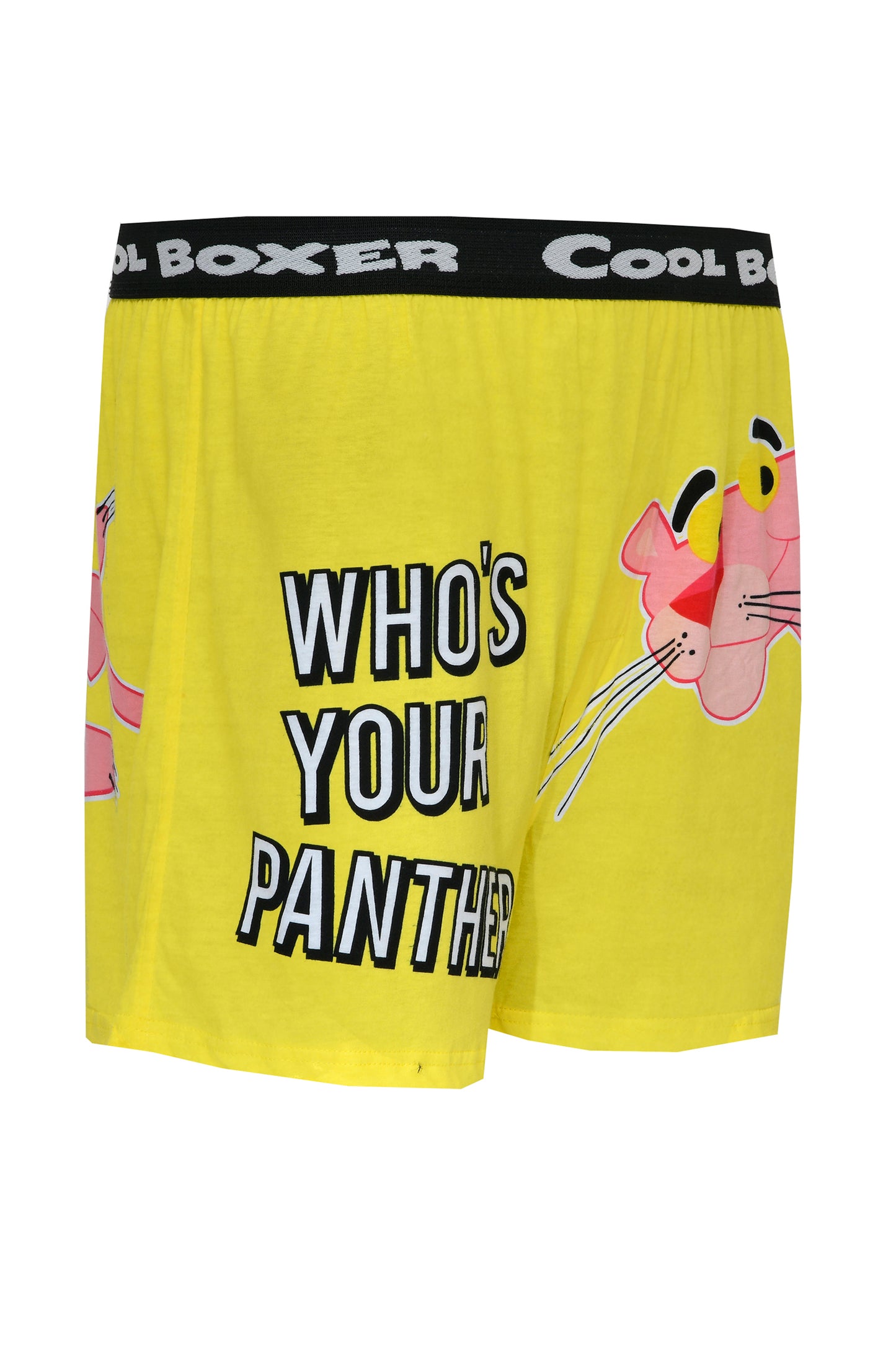 Men Yellow "WHO'S YOUR PANTHER" Cartoon boxer