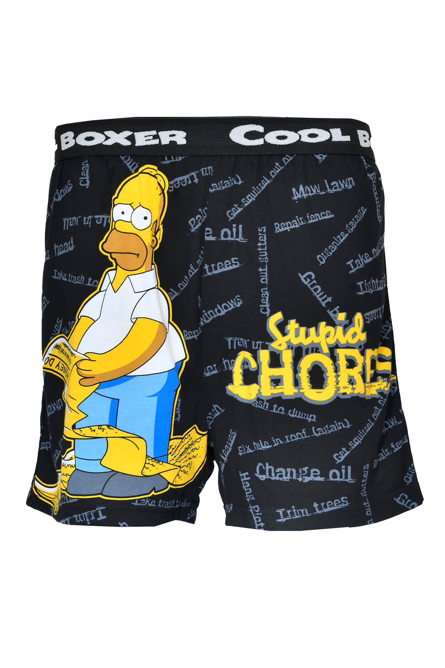 Men Black " SIMPSON STUPID CHORES" Cartoon Boxer