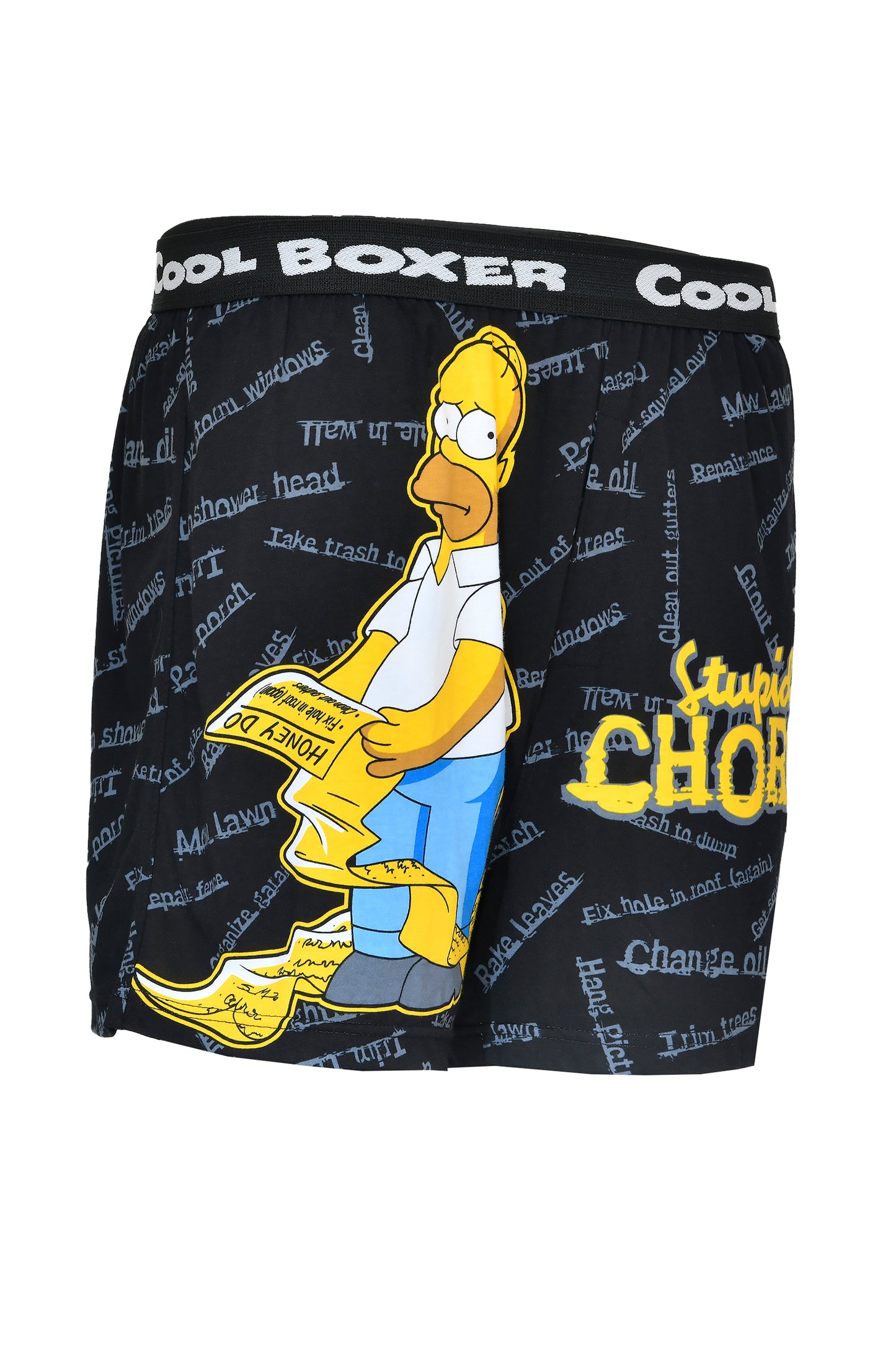 Men Black " SIMPSON STUPID CHORES" Cartoon Boxer