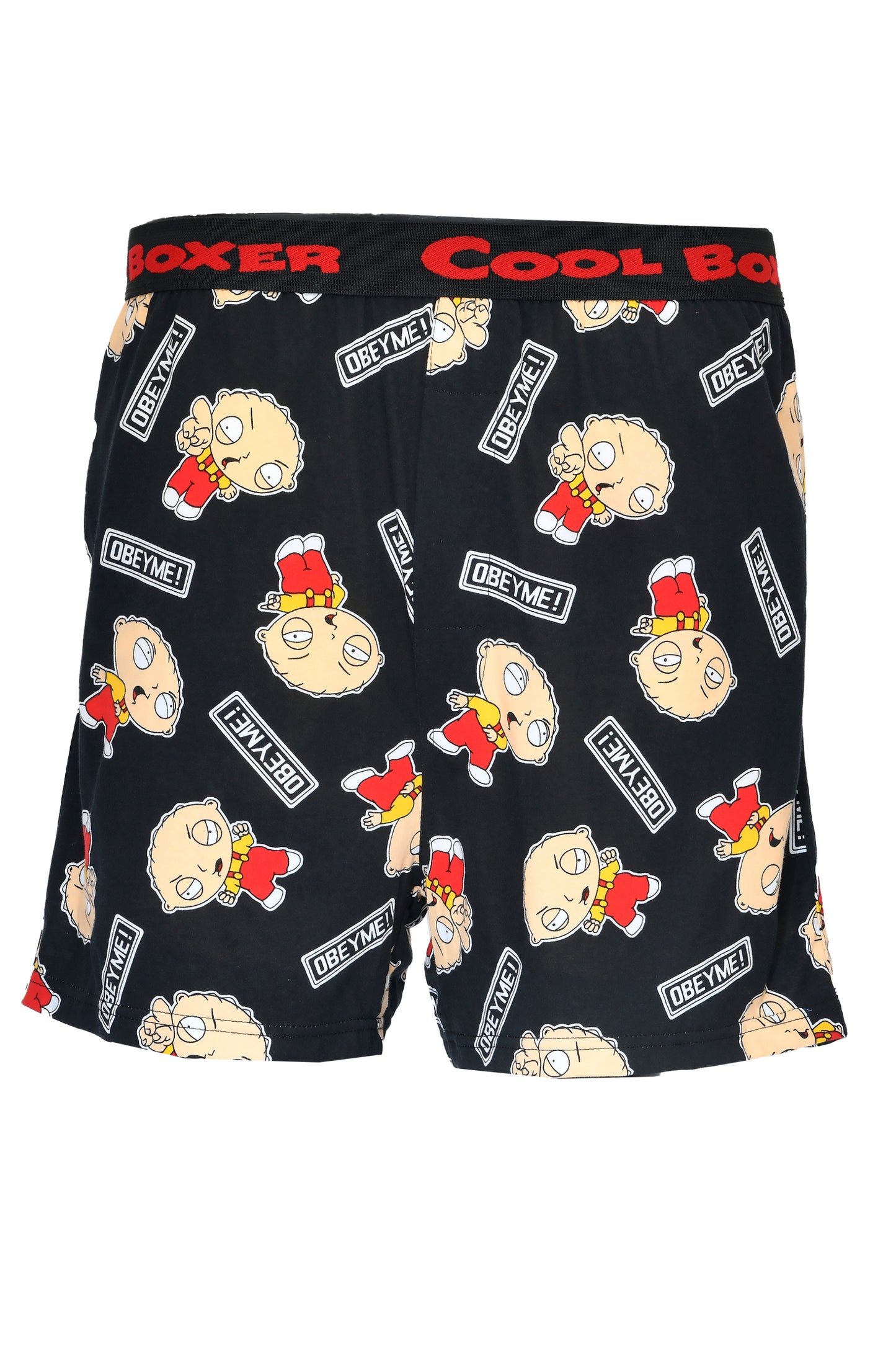 Men Black "OBEY ME" Cartoon Boxer