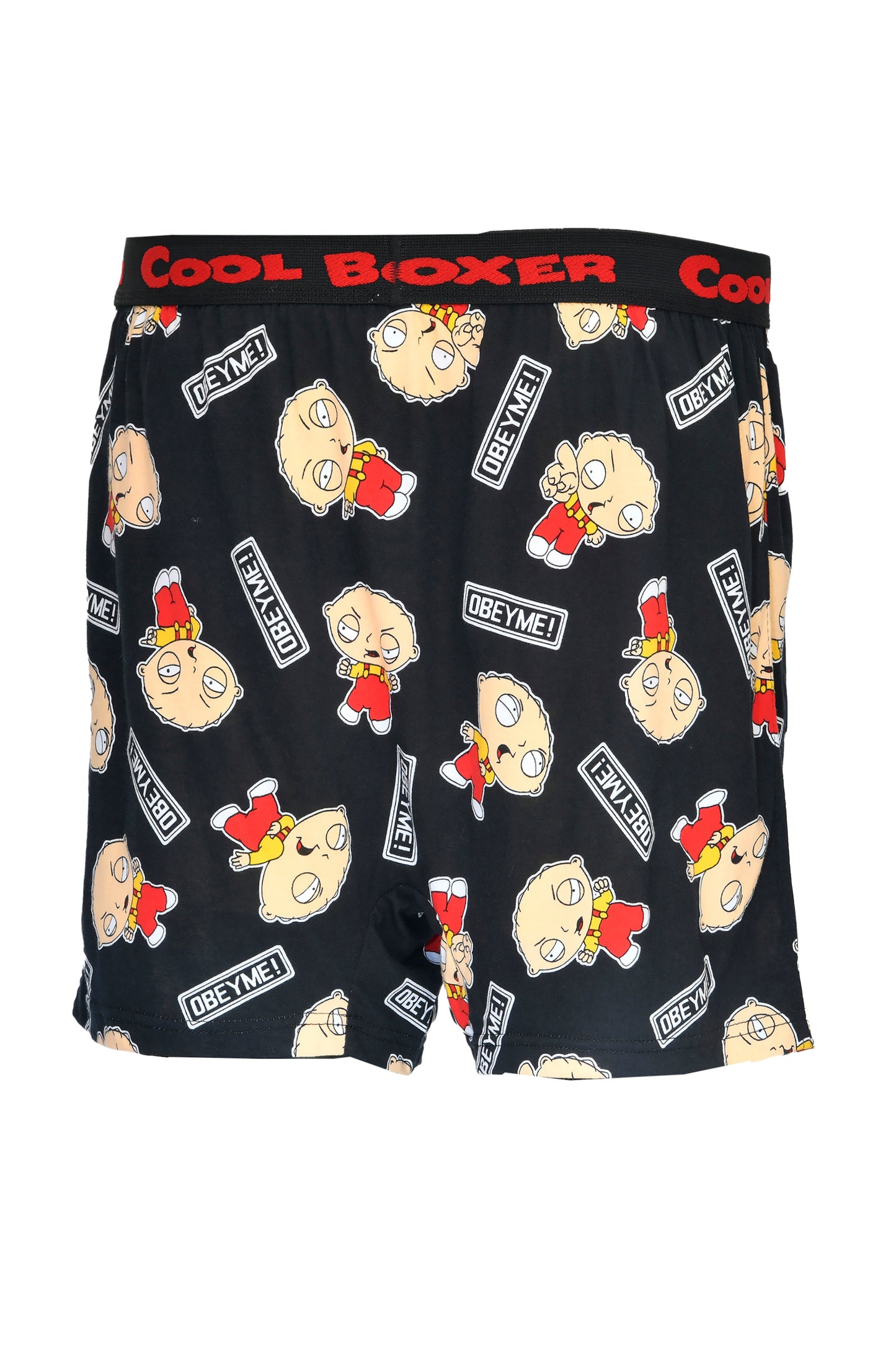 Men Black "OBEY ME" Cartoon Boxer