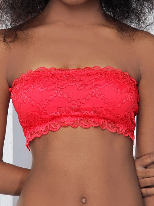 Women Lace Slip On Tube Slip Bralette In Multiple Color Options