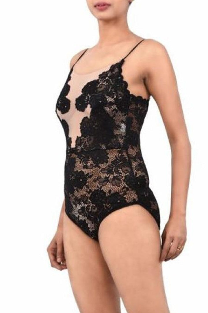 Women Premium Lingerie Lace Bodysuit Black