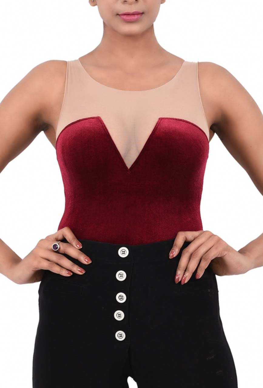 Women Premium Lingerie Velvet Bodysuit