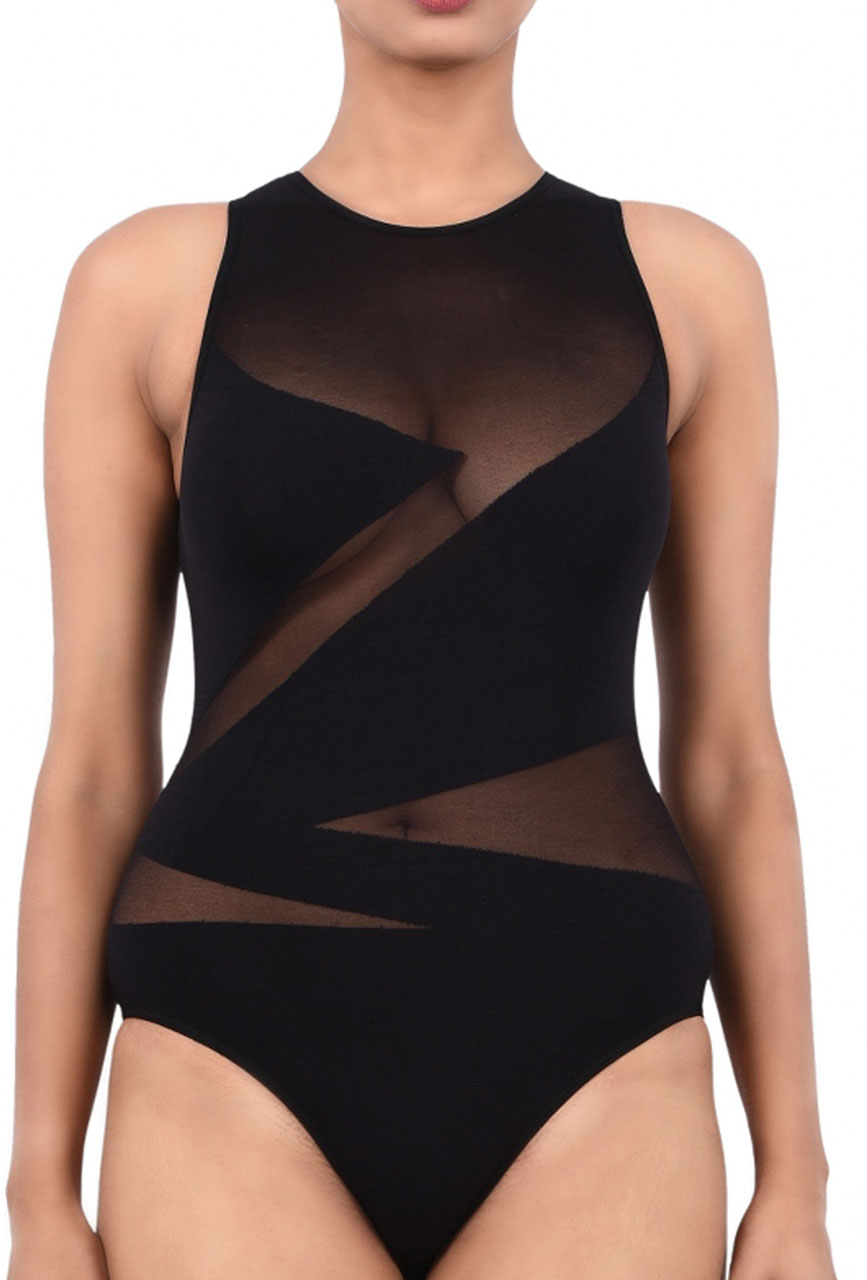 Women Exotic Mesh/Net Bodysuit Black