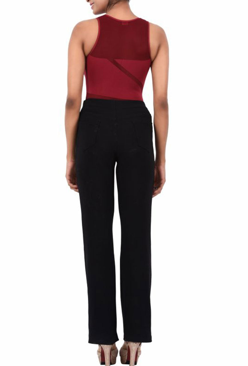 Women Exotic Mesh / Net Bodysuit Maroon