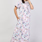Women White Floral Cotton Cambric Nighty