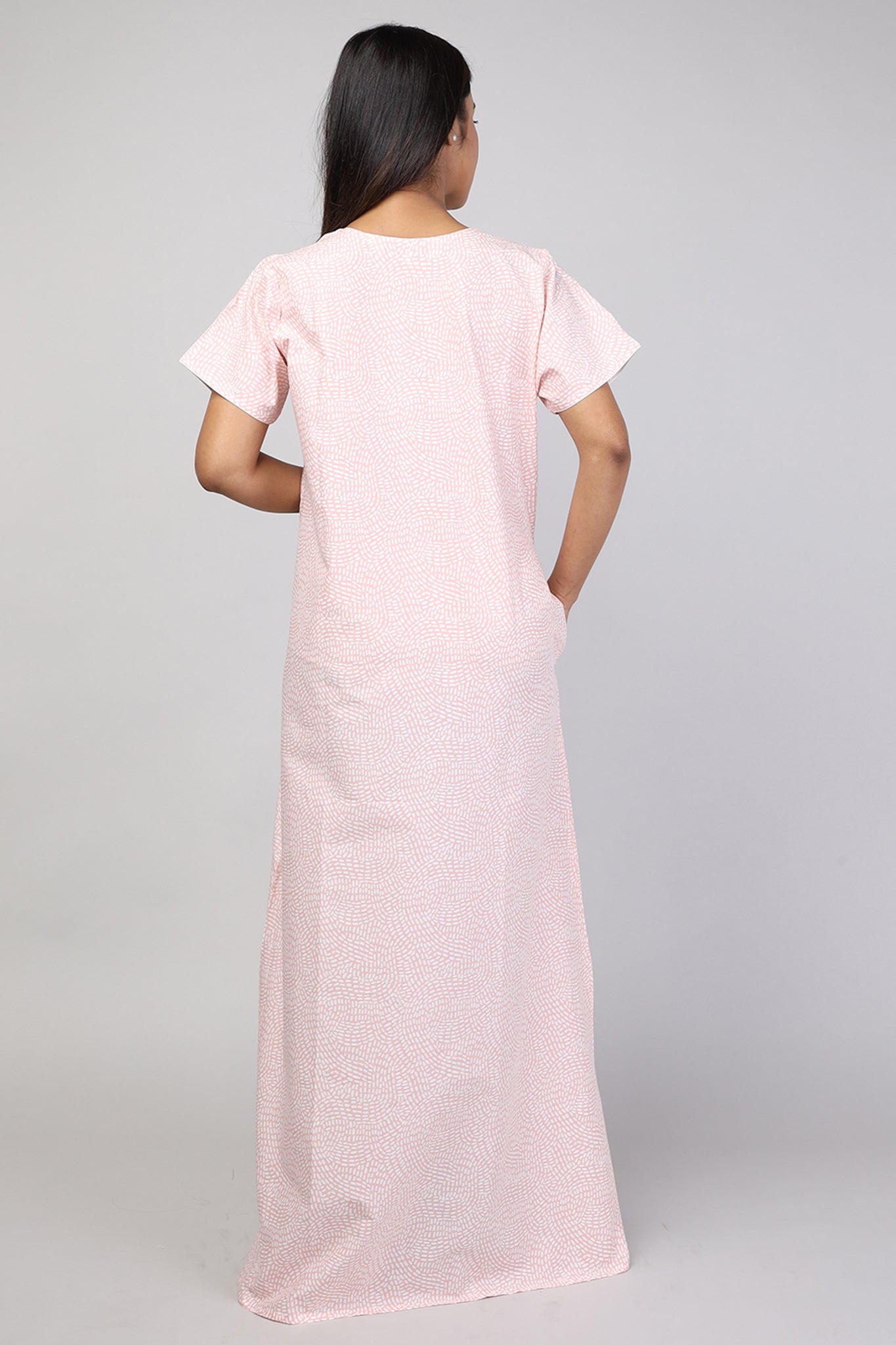 Women Peach Print Cotton Cambric Nighty