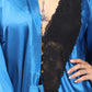 Women Teal Blue Satin Bridal Nighty Gown Set