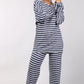 Women Navy Blue Cotton Jersey Top And Pyjama Set