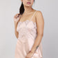 Women Light Peach Delicate Korean Satin Top And Short With Classic Wrap Gown