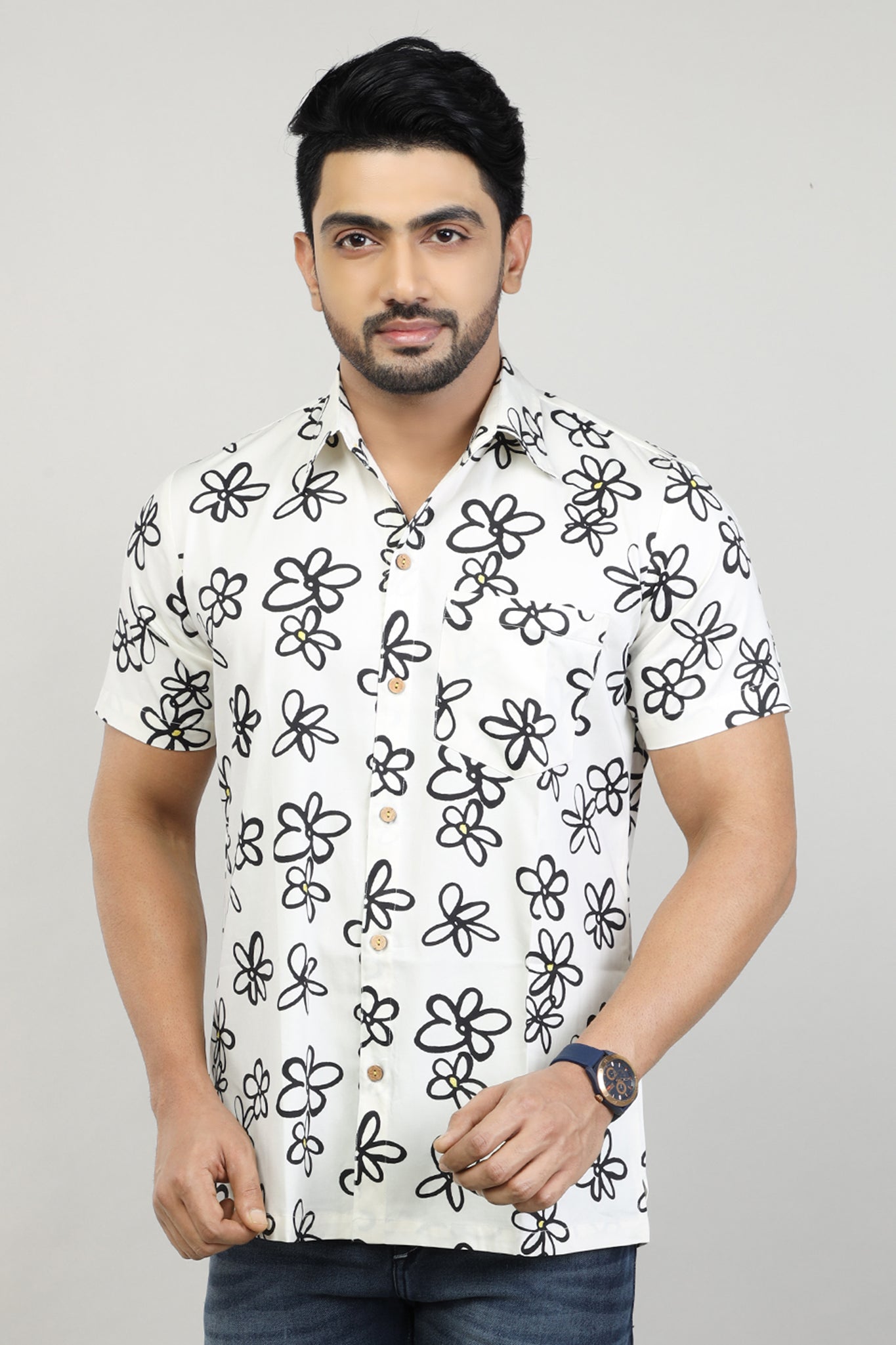 Men Beach Wear Printed Shirt