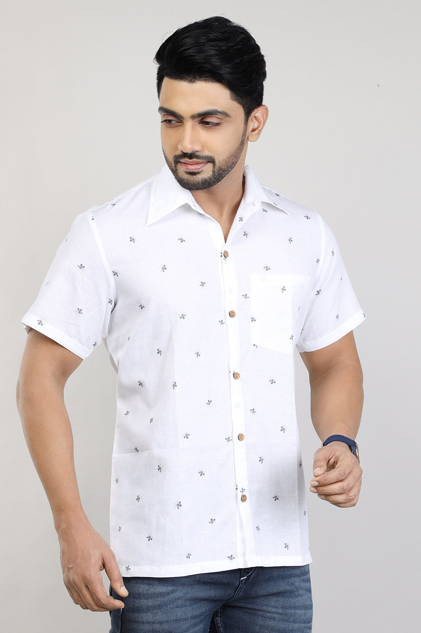 Men Beach Wear Cotton Printed Shirt