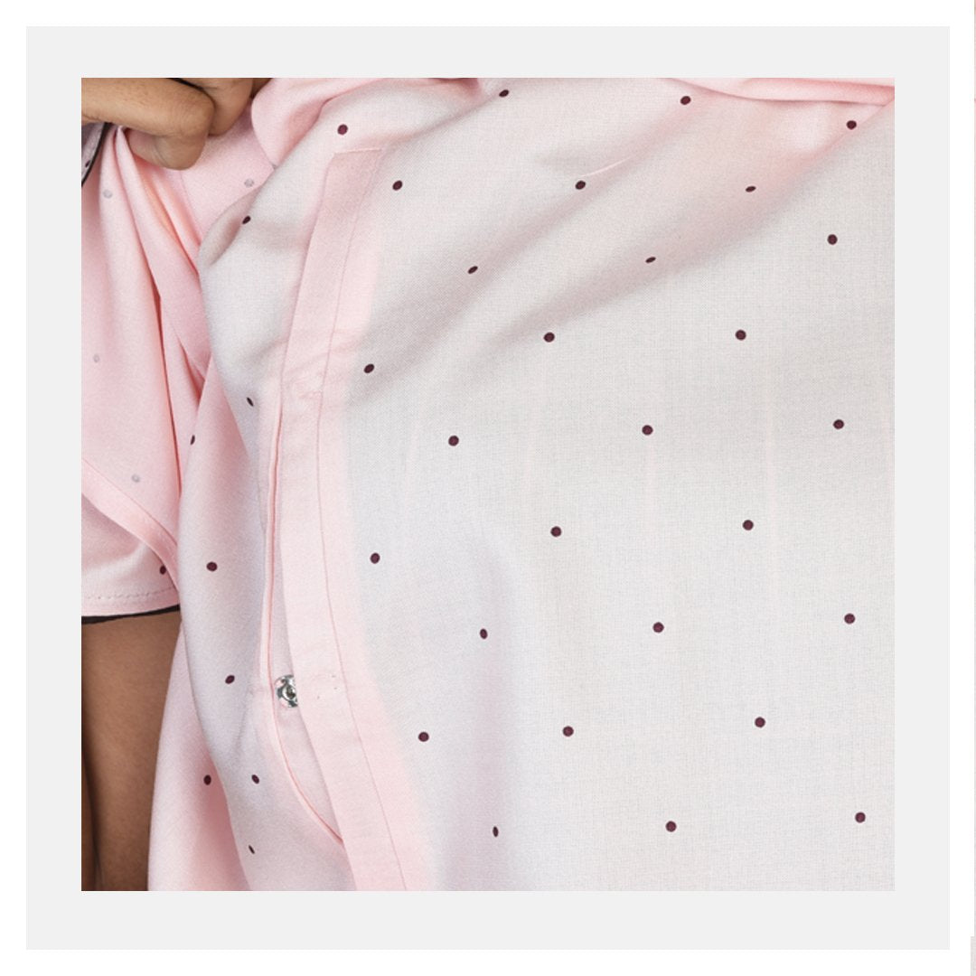 Women Peach Polka Dotted Flap Style Feeding Cotton Rayon Nighty