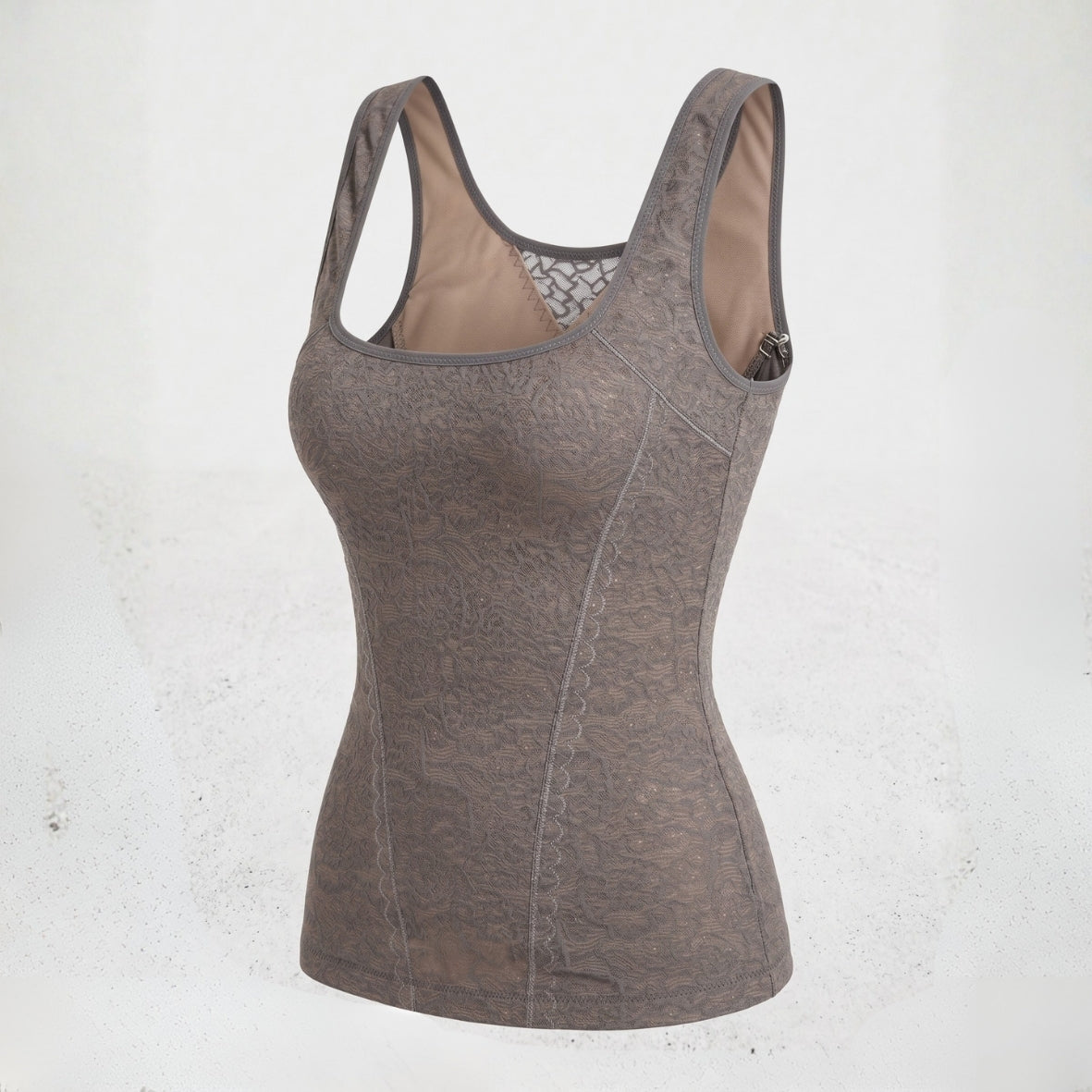 Lace Shaping Tank Top - Grey