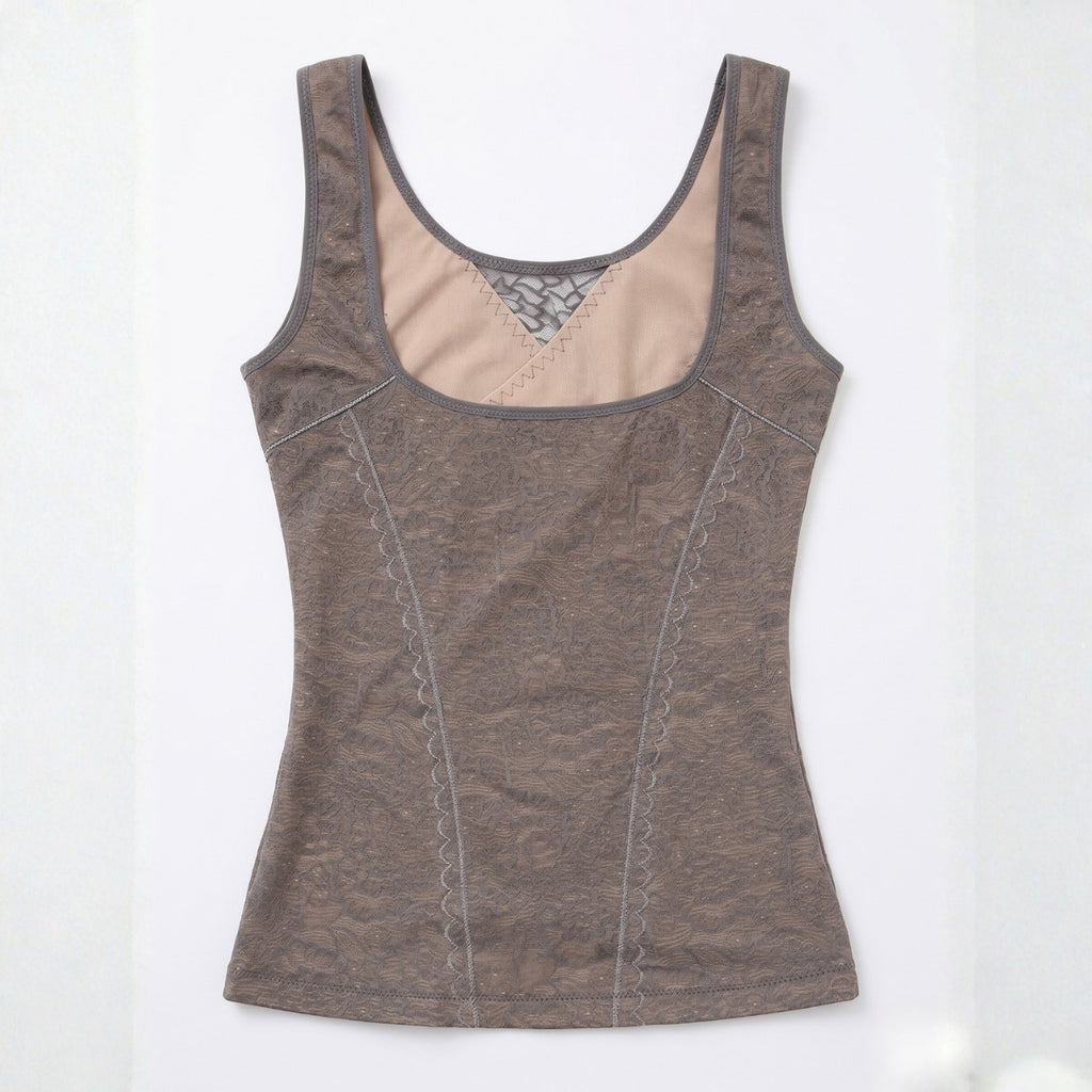 Lace Shaping Tank Top - Grey