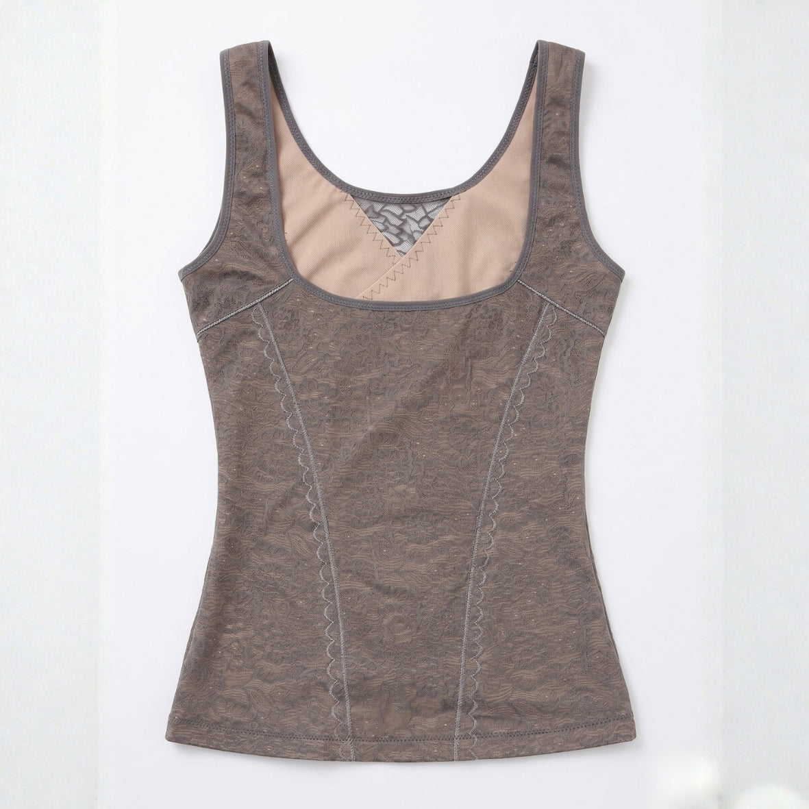 Lace Shaping Tank Top - Grey