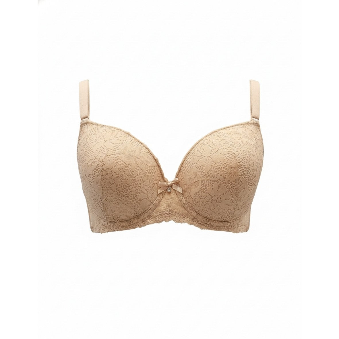 Beige Floral Lace Underwired Padded Bra