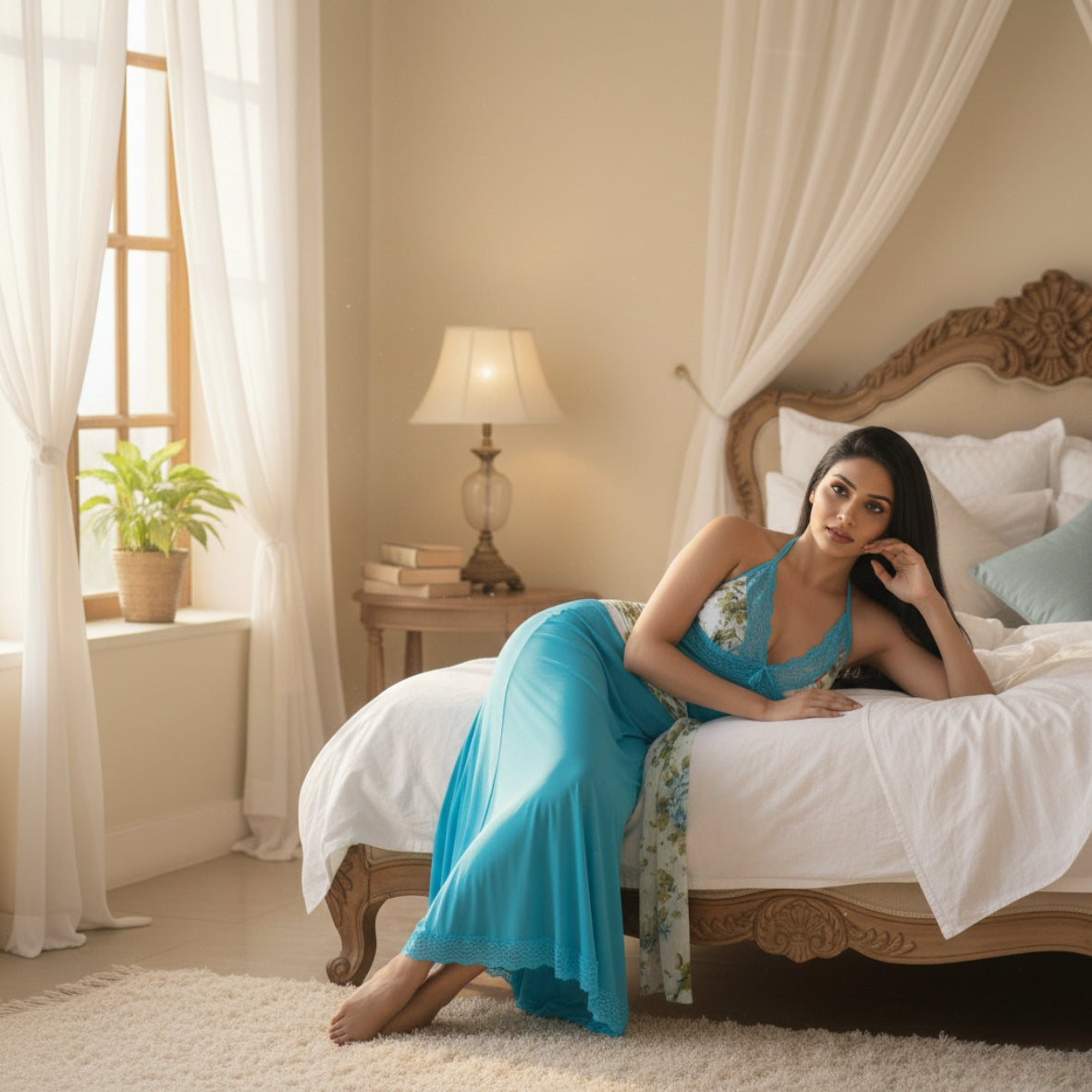 Women Sexy Power Net Halter Nighty