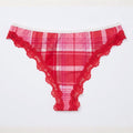 Crimson Plaid Lace Thong
