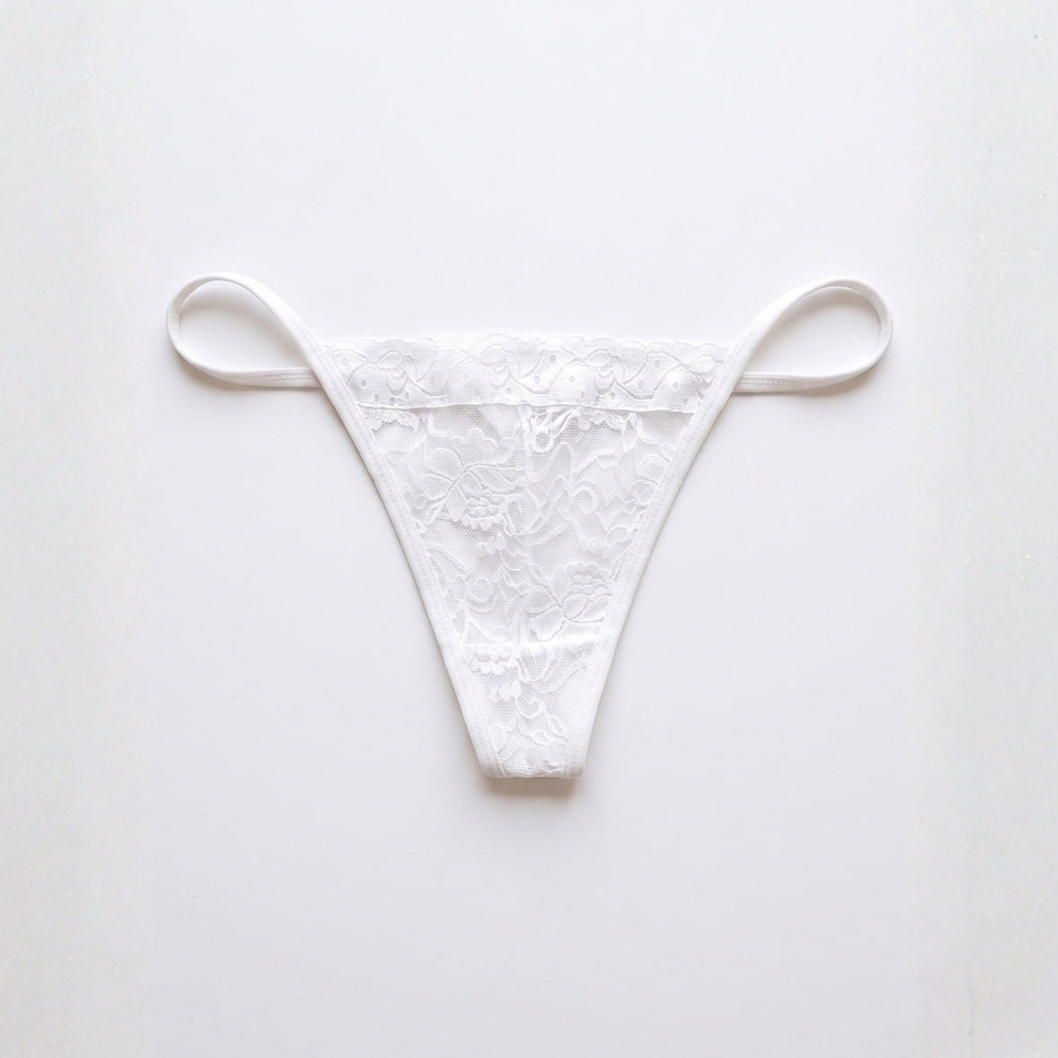 Women White Floral Mesh Lace Free Size String Thong Panty