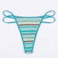 Women Aqua Striped Double String Thong Panty
